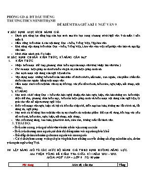 Đề kiểm tra giữa ki I Ngữ văn Lớp 9